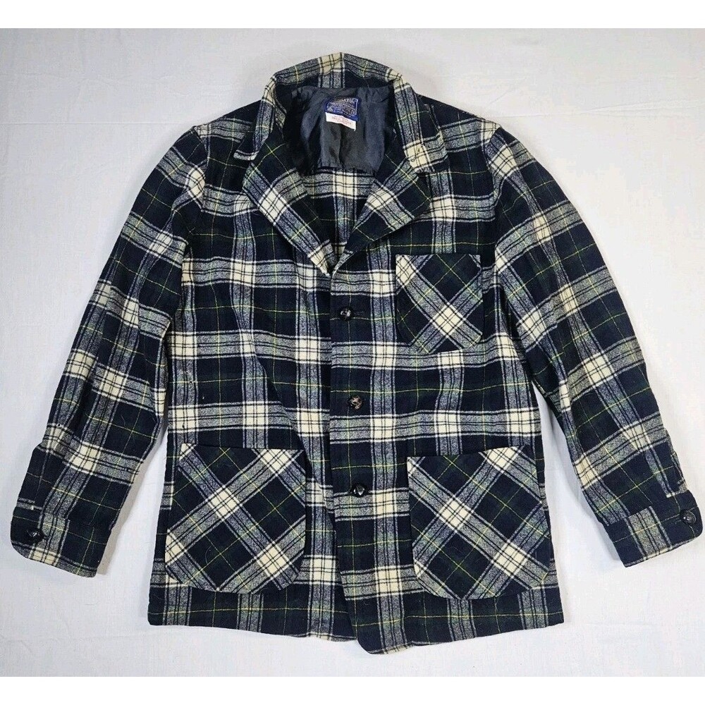 Pendleton Jacket Blazer Men Small Gordon Tartan Plaid Wool Topster 50s Vintage